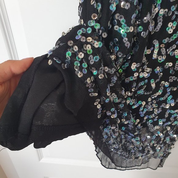 VINTAGE sequin black dress (blue and black) - Picture 3 of 3